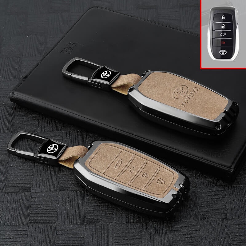 Metal+Leather Key Cover Casing Accessories For Toyota Fortuner | Shopee ...