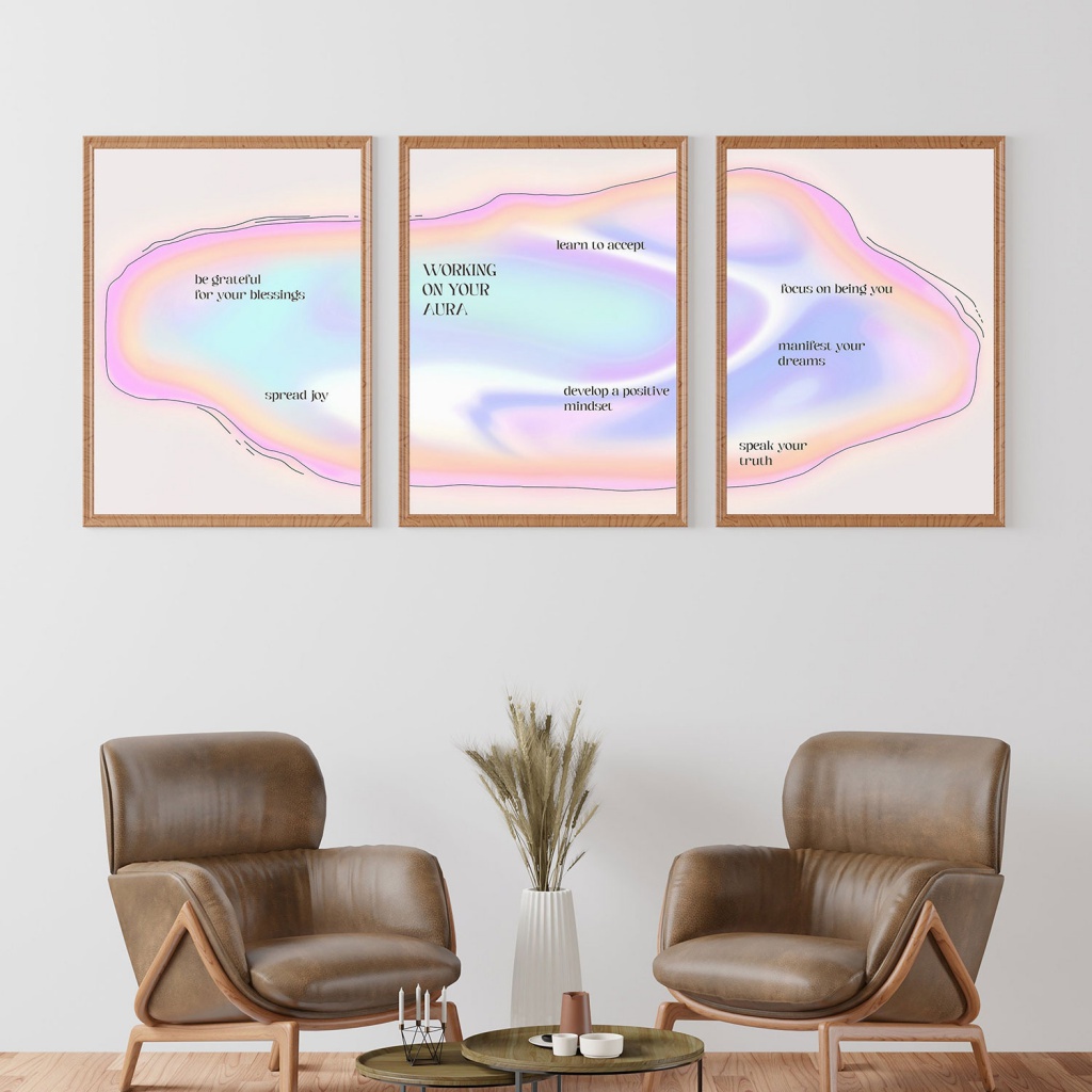 Aura Gradients Poster Boho Canvas Painting Inspirational Spiritual Art ...