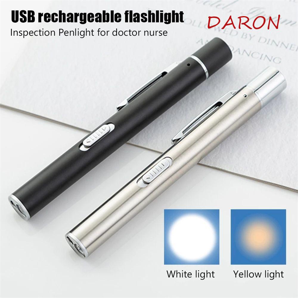 DARON LED Pen Light USB Rechargeable Pocket Clip Flashlight Torch Led ...
