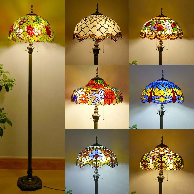 Retro Tiffany Floor Lamp Living Room Nordic Instagram Style Color Glass ...