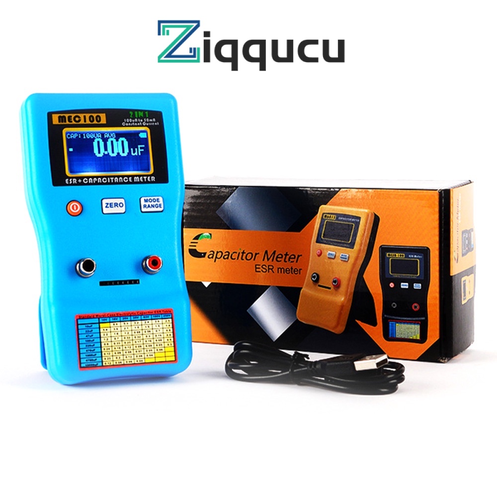 ZIQQUCU Capacitor Tester ESR LCR Capacitance Ohm Meter Professional Measuring Capacitance