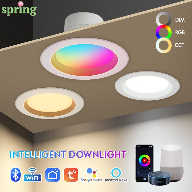 Modes Tuya Smart Downlight Wifi Bluetooth Remote Control Dimming Embedded W W Rgb Led