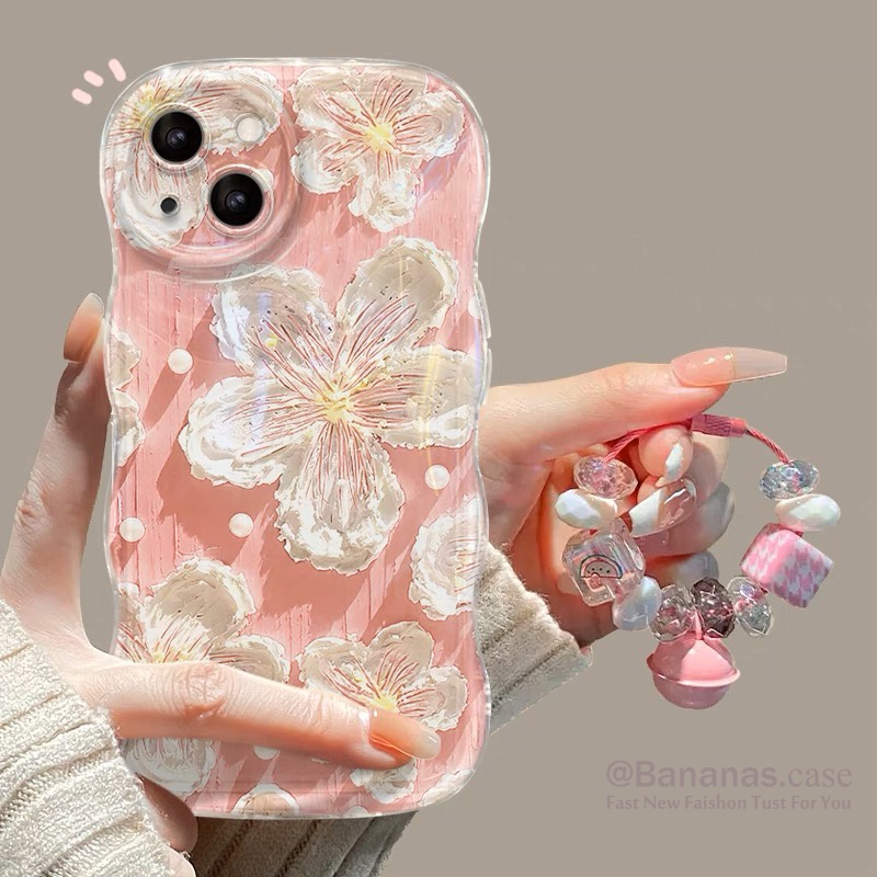 iPhone 15 14 13 12 11 Pro Max X Xr Xs Max 6s Plus SE2020 Phone Case  Pink Oil Painte Flowers Soft Clear Cover