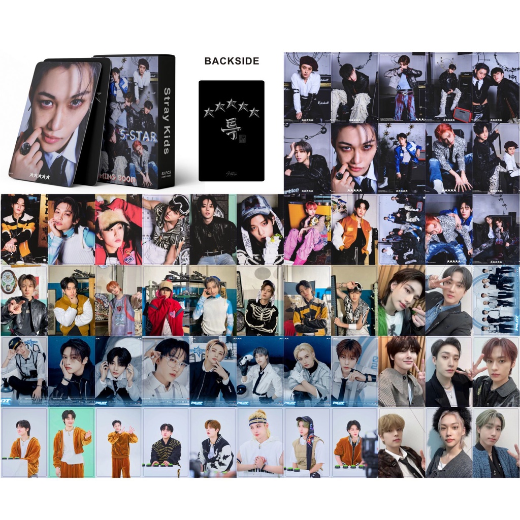 50-55pcs/box STRAY KIDS Album Photocards Holographic Laser Cards