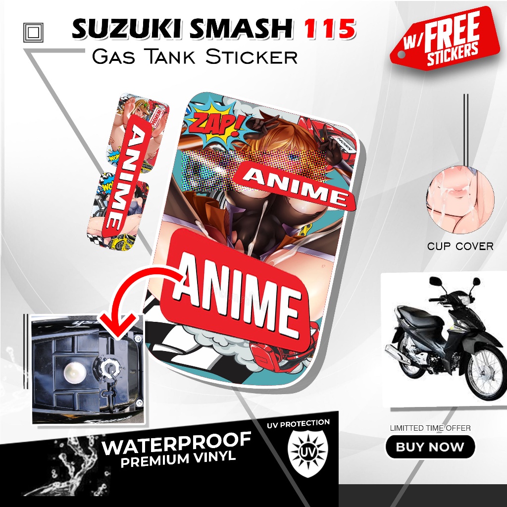 Suzuki Smash 115 Gas Tank Sticker Waterproof Anime Decal. Shopee