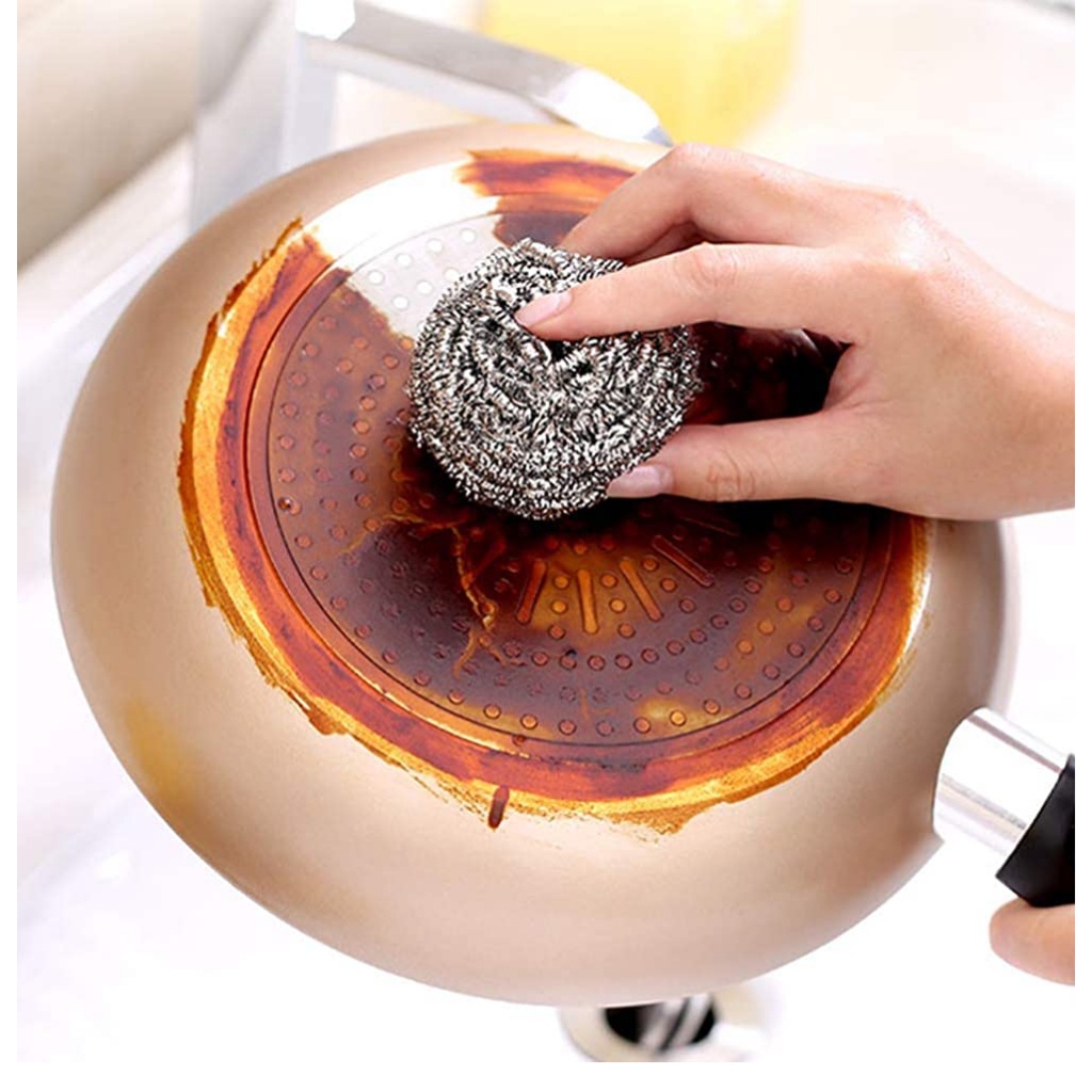 Steel Wool Kitchen Dishwashing Pots Pans Metal Scrubber Tool Cleaning