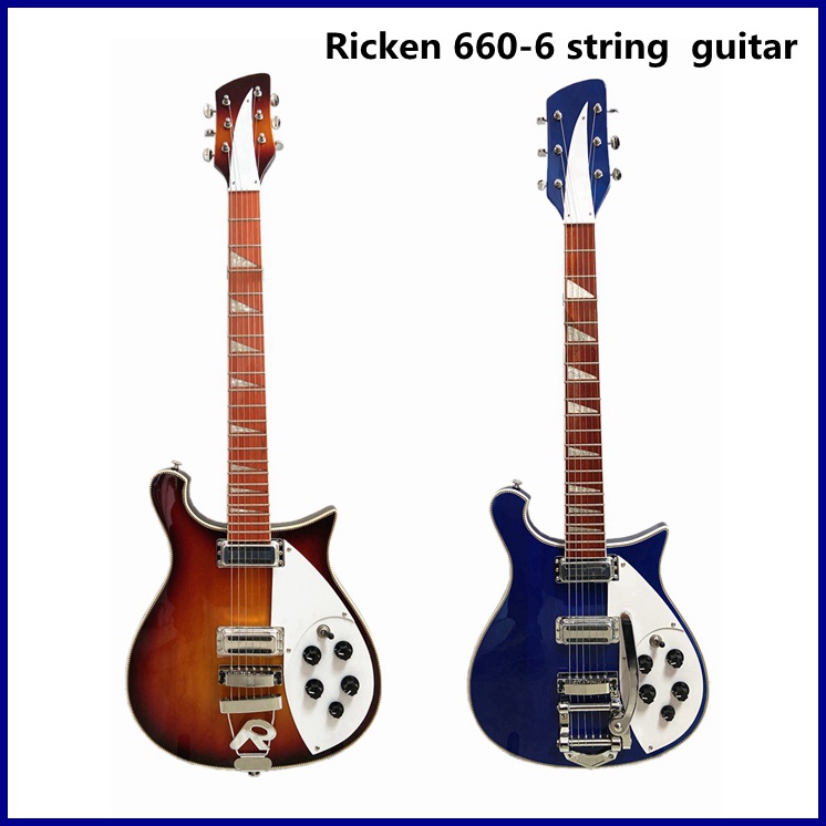 Classic Rickenbacker 660 6 String Electric Guitar Cherry Sunburst/Blue ...