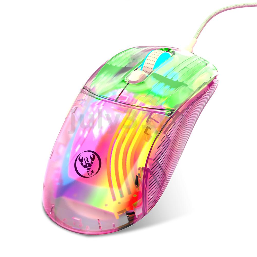 HXSJ X400 Wired Transparent Gaming Mouse 12800DPI RGB Lighting Mice ...