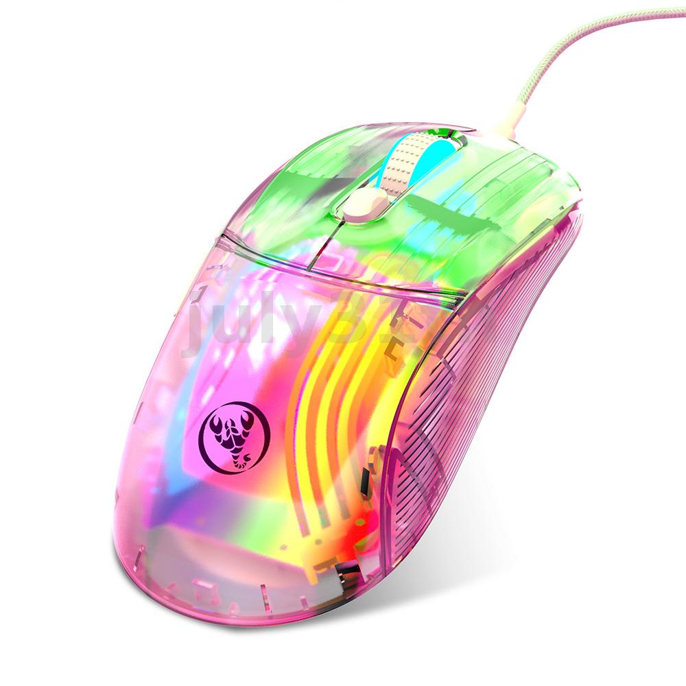 HXSJ X400 Wired Transparent Gaming Mouse 12800DPI RGB Lighting Mice