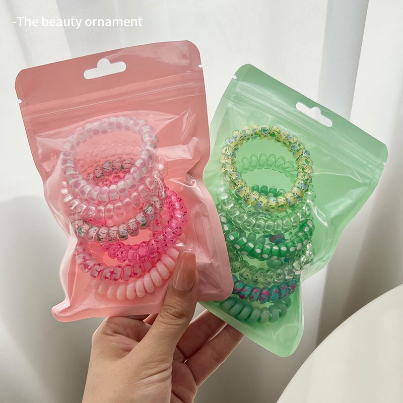 Rainbow Color Coil Ponytail Hair Tie Set for Women Fashion Flower ...