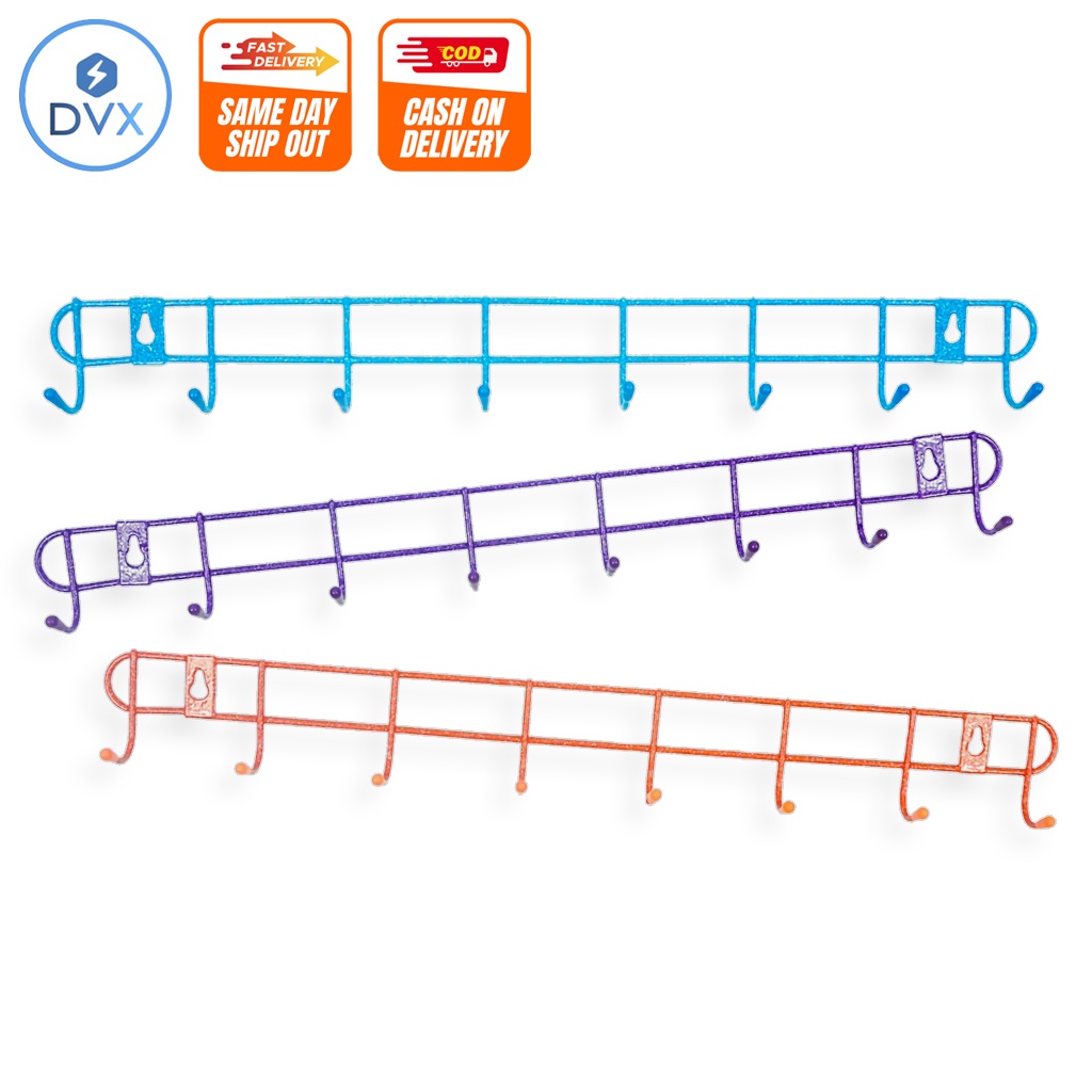 COD DVX Hook Racks Wall Mounted Plastic Coated Metal Hooks Clothes