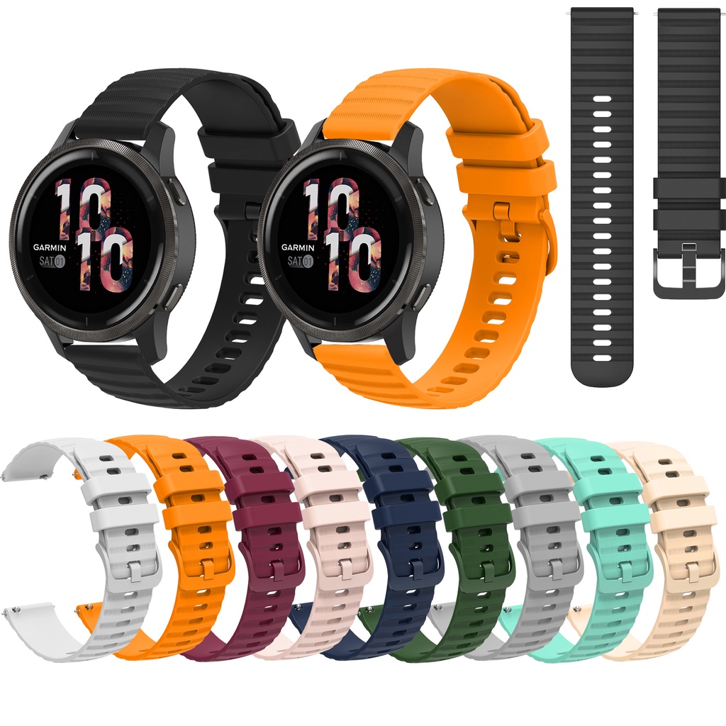 Cinturino In Silicone 18mm Per Garmin Vivoactive 4S, Venu 2S/3S E Fossil Gen 6 - Morbido, Impermeabile, Con Fibbia A Farfalla - VELULYX - 4