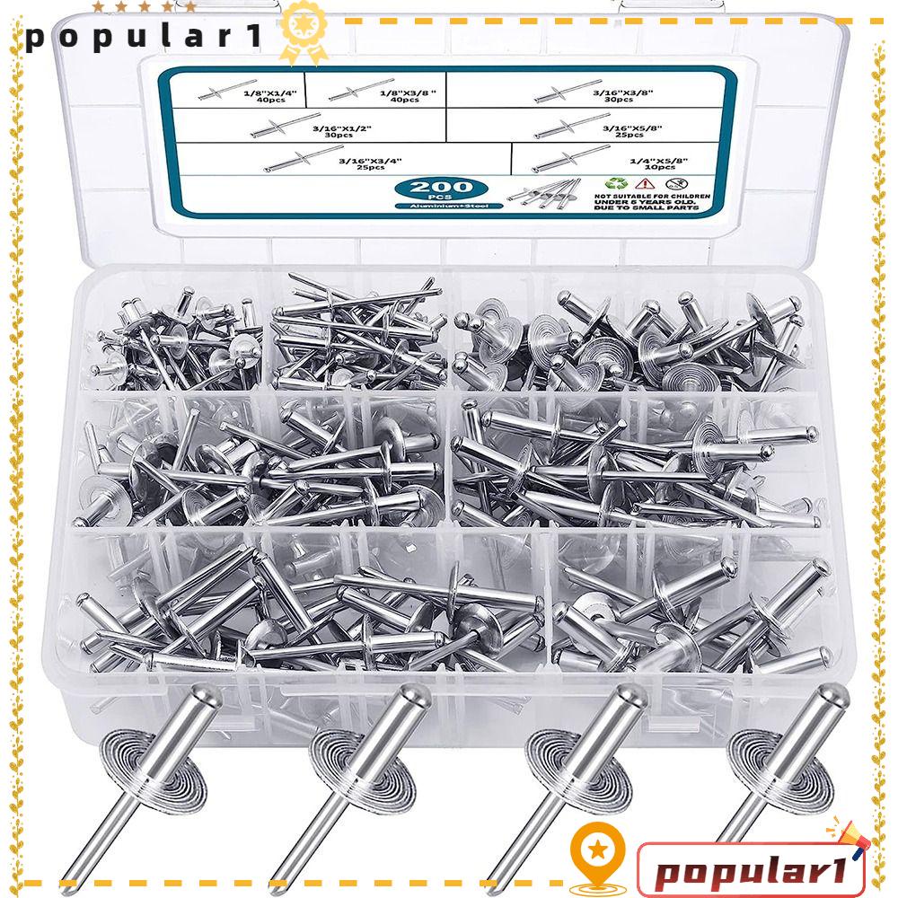 POPULAR 200PCS Pop Rivets, Large Flange Aluminum Blind Rivets