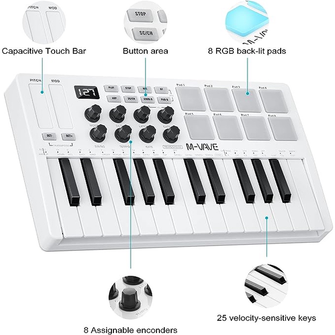 M VAVE 25 Key MIDI Control Keyboard Mini Portable USB Keyboard MIDI