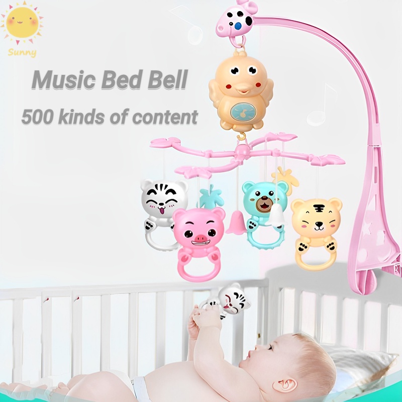 Crib Toy with Music Crib Bell Remote Control Light Rotating Baby To