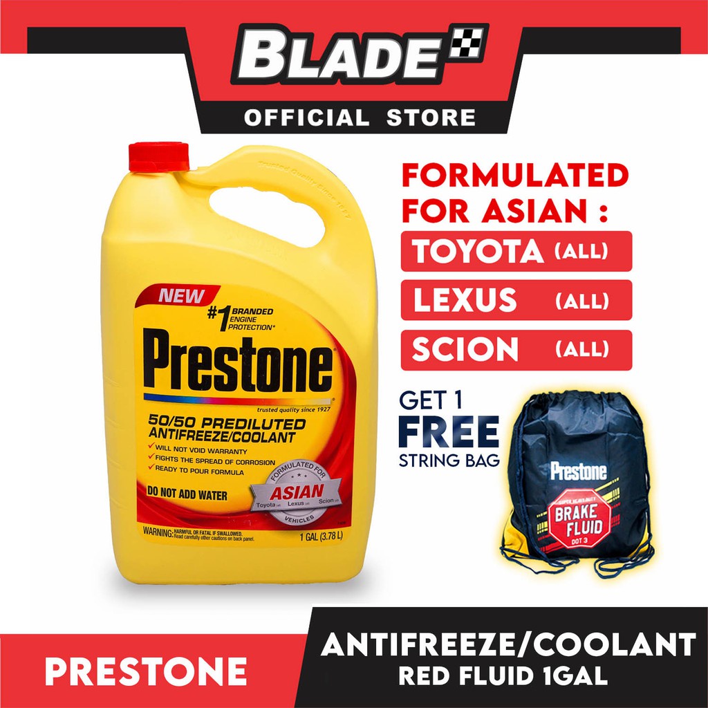 Prestone 50/50 Prediluted Antifreeze/Coolant (Red) 1 Gallon for Asian ...