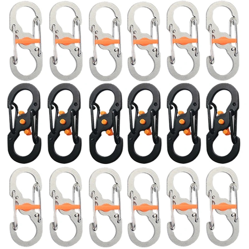 1Pc Mini Keychain Hook 8Shape Carabiner with Lock/AntiTheft Outdoor