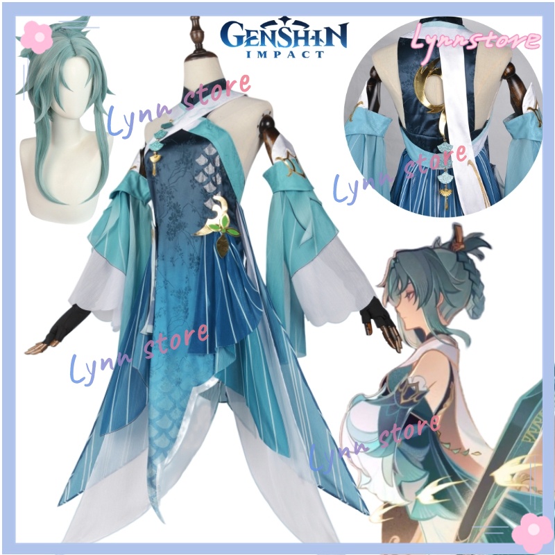 Madame Ping Cosplay Liyue Adepti Dress+Wig Game GENSHIN IMPACT Cosplay ...