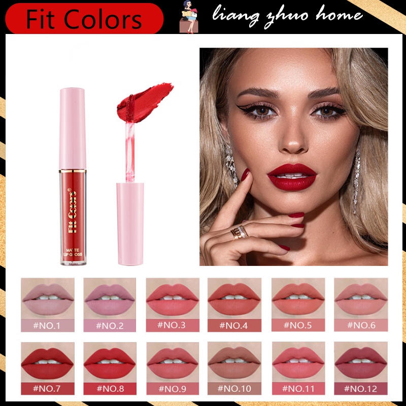 Fit Colors 12 Colors Liquid Matte Lip Gloss Waterproof Lip Tint Long ...