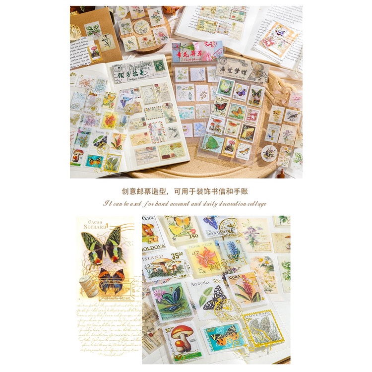 2 Pcs Post Stamp Stickers Vintage Postage Stamps Adhesive Paper Sticker ...