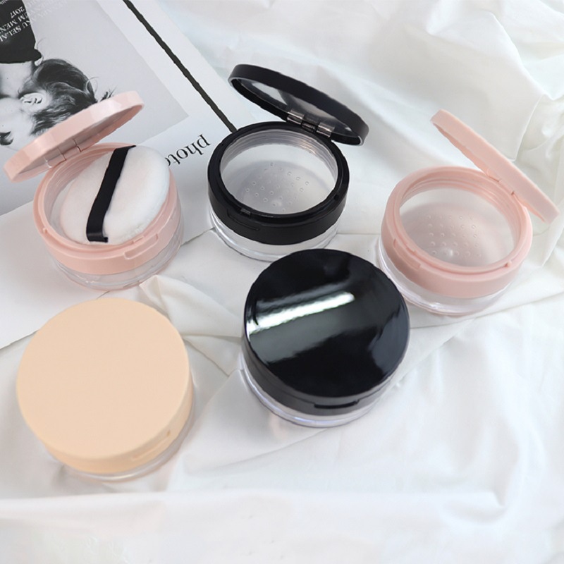 Portable Plastic Powder Box Handheld Empty Loose Powder Pot With Sieve ...