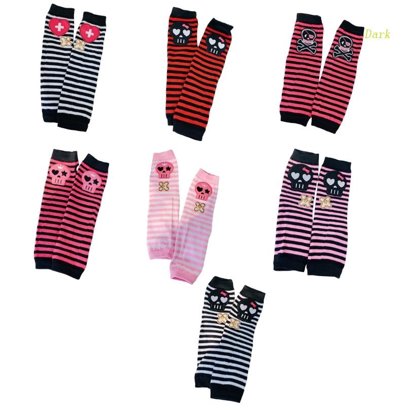 Dark Arm Sleeves With Thumb Holes y2k Arm Sleeves Harajuku Skull Arm