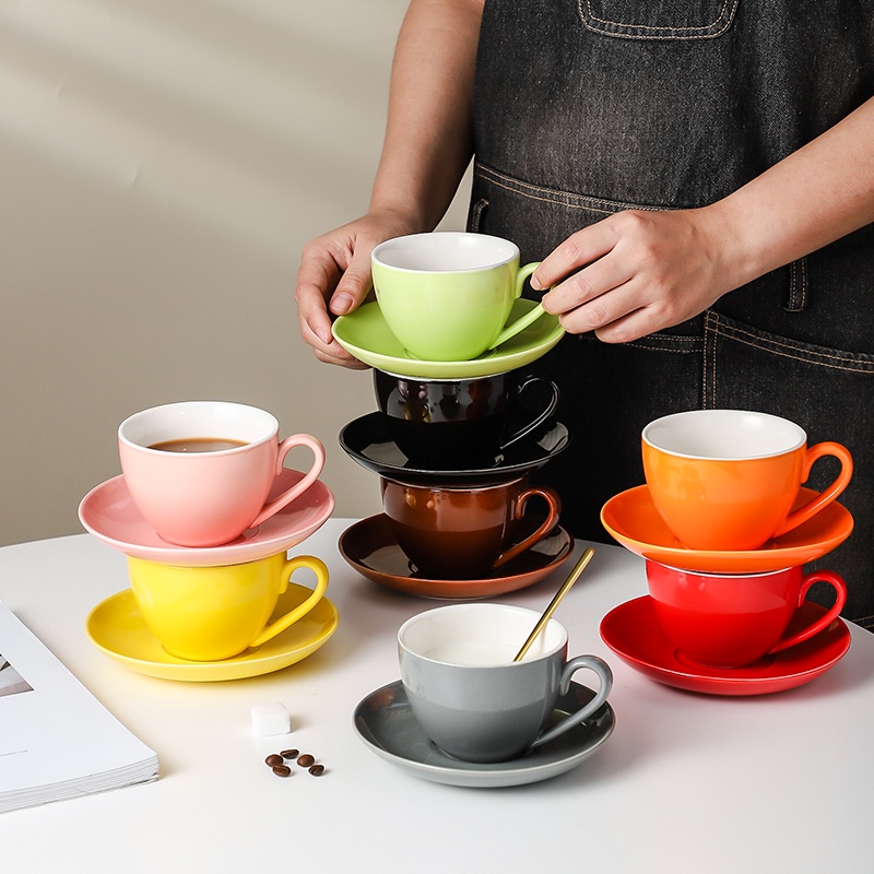 Livingplus 300mL Glossy & Matte Ceramic Cappuccino Cups Coffee Cup and ...