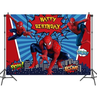 Round Spiderman Backdrop Banner Spidey Background Birthday Party