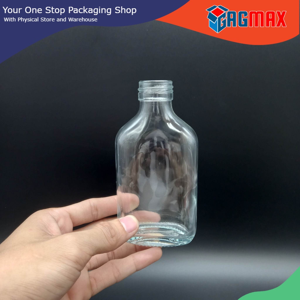 1pc 250ml Flat Glass Bottle 250ml (free shrinkable seal) Shopee