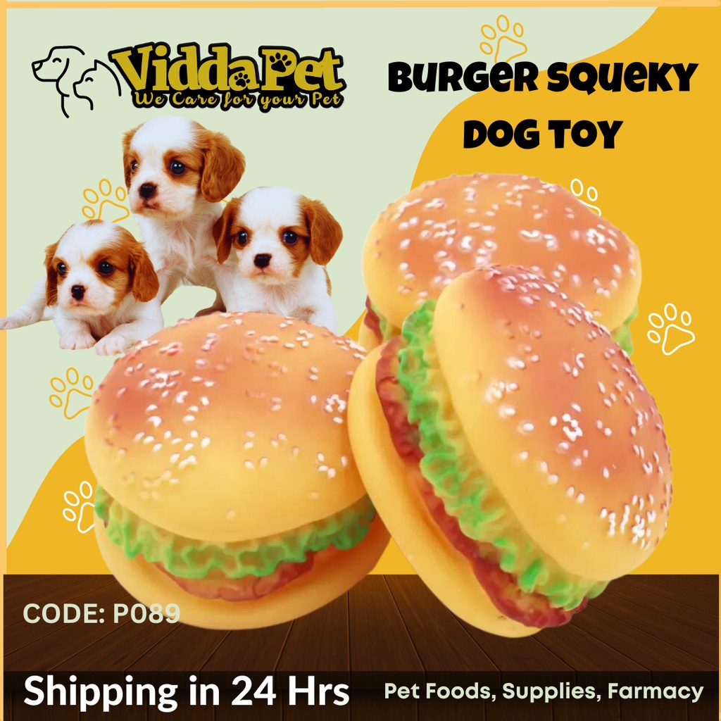 Pet Burger Sound Dog Chew Interactive Toy Squeaky Dog Hamburger Toy