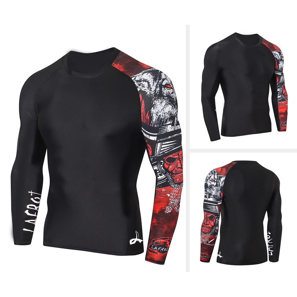 LAFROI Men's Long Sleeve SwimSuit Rush guard Fit Compression Rash Guard Sportswear Gym Clothes