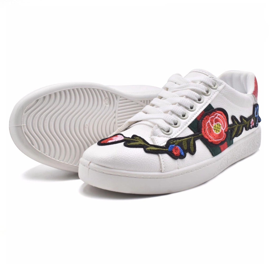 MC Sneakers Rubber Shoe with Floral Design 2 (white) Shopee Philippines