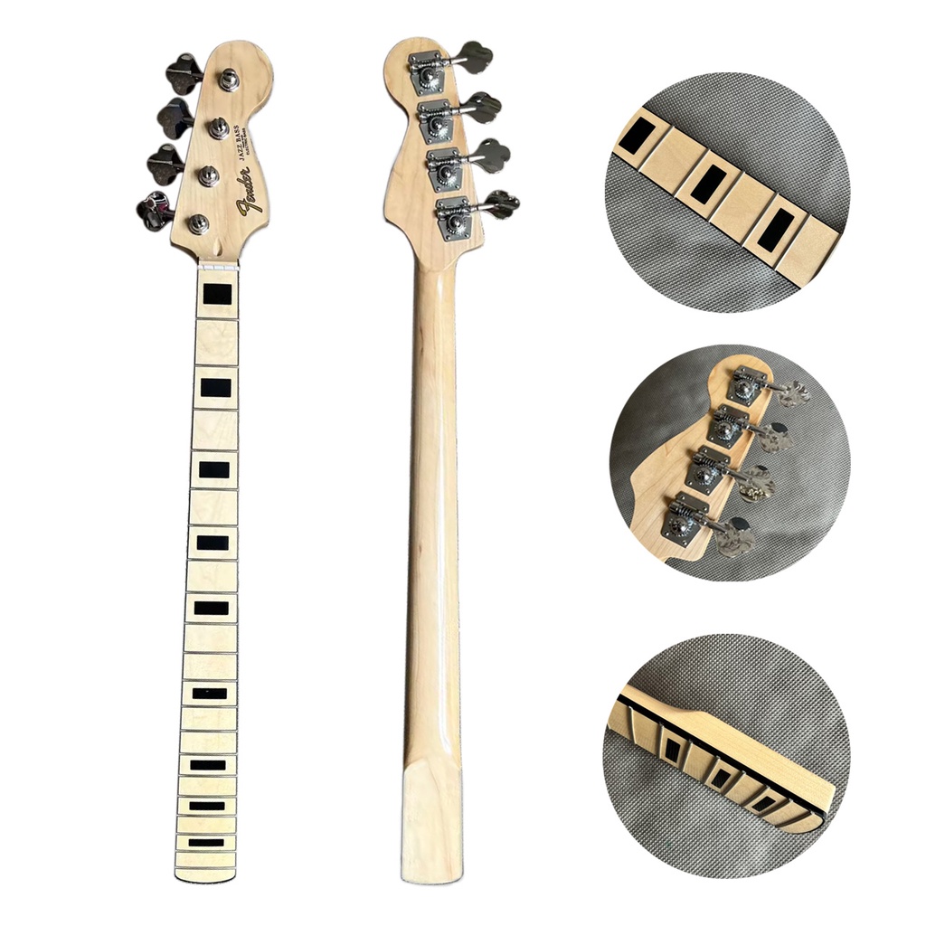 Bass Guitar Neck with Locking Tuners 4 String 20 Fret Black Binding for