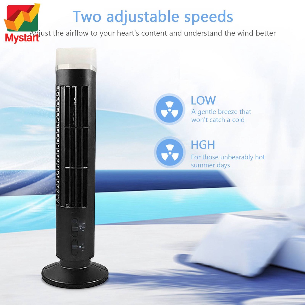 Mini Tower Fan with Light 3W Bladeless USB Plugin Or Battery Powered