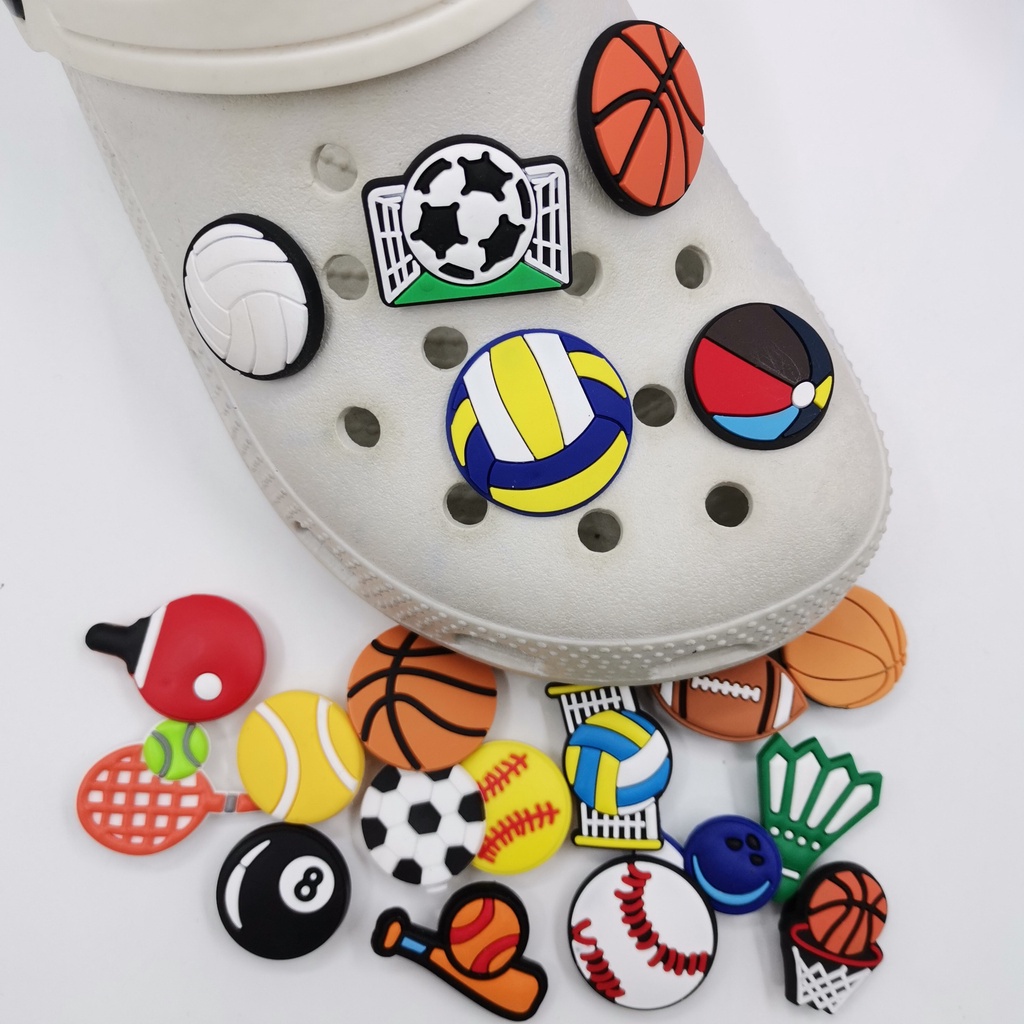 Cartoon Basketball Jibbitz Tennis Soccer Jibits for Croc Badminton
