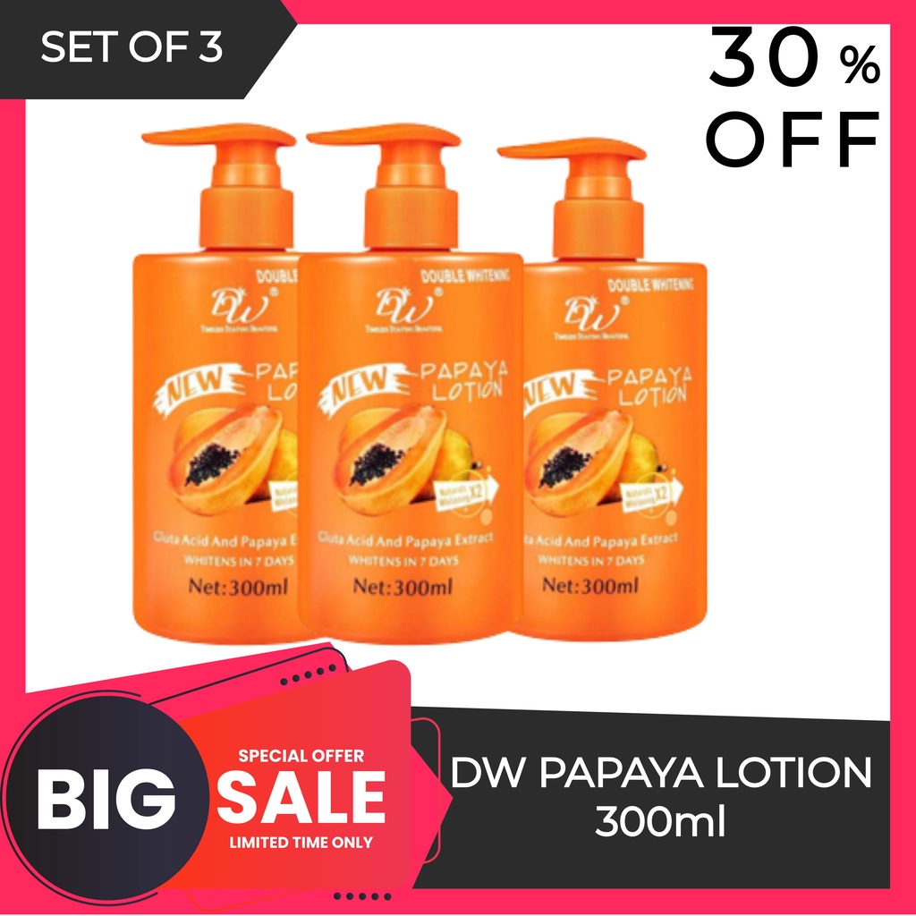 3 BOTTLE DW Whitens In 7 Days Papaya Lotion Gluta Acid And Papaya