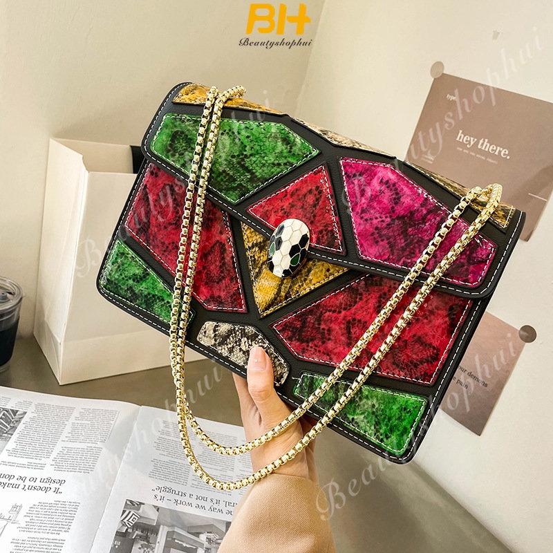 Women's 2023 Fashion Splice Personalized Bag Vintage Texture Chain ...