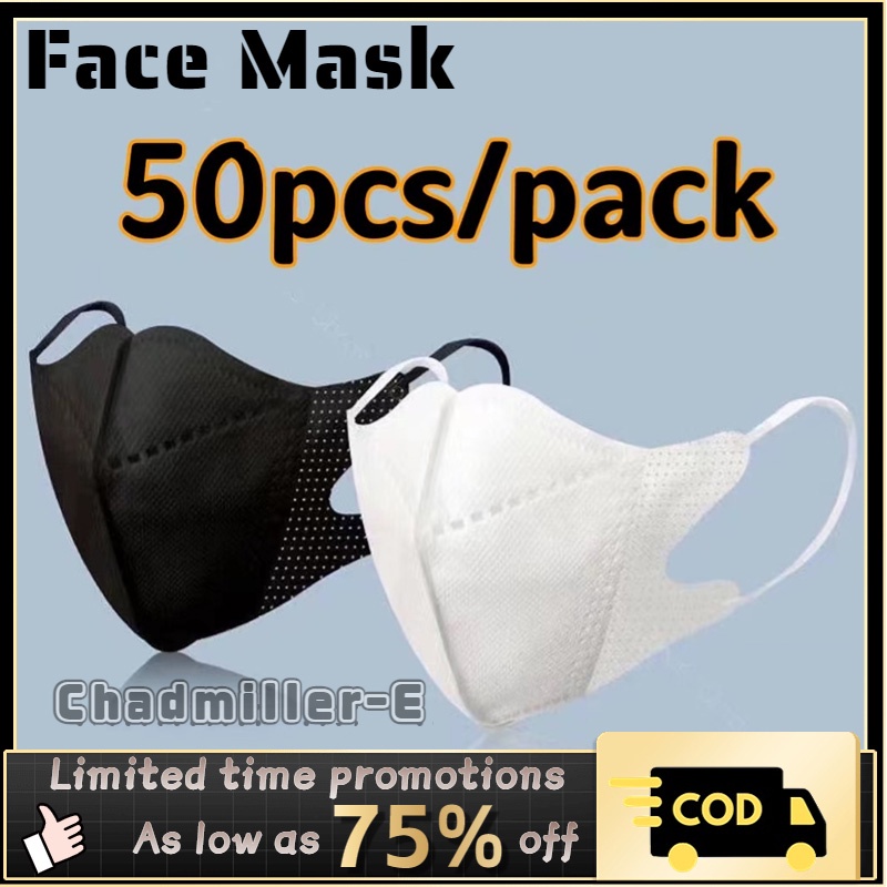 HOT 50PCS/Pack Korea 3D facelifting 3ply mask Disposable Face Mask Black White Inside woman COD