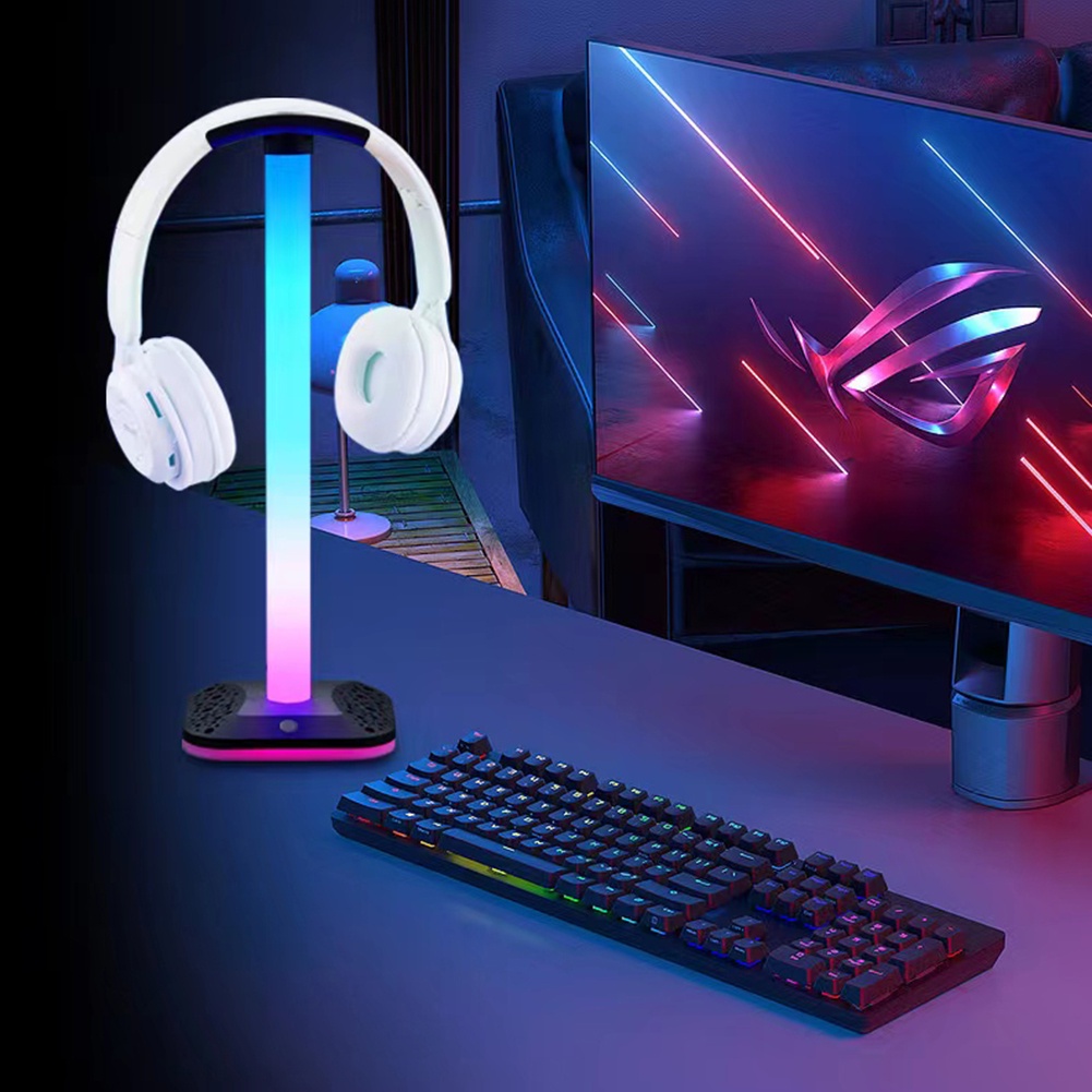 Rgb Light Desktop Headphone Stand Anti Slip Usb Support Over Ear 