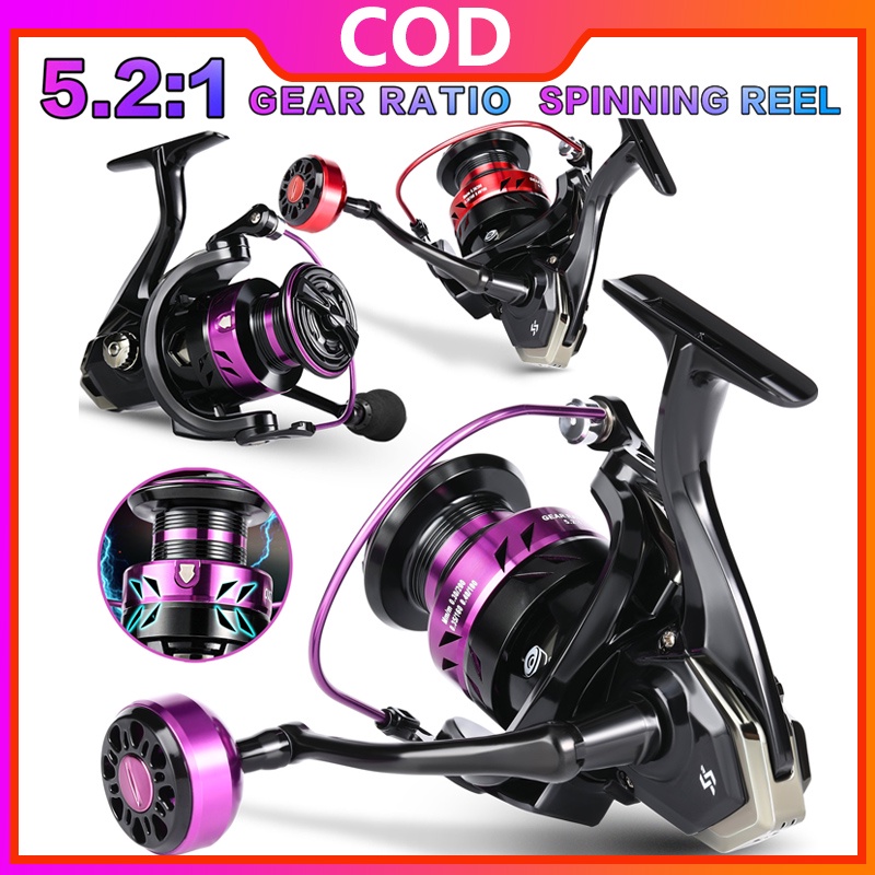 Moulinet De Pêche Spinning 3000 - Ratio 5.1:1 - Violet - Portable