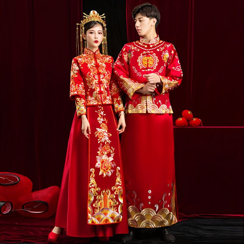Chinese Style Morning Gowns Female Cheongsam Tube Top Toast Dress Bridal Gown