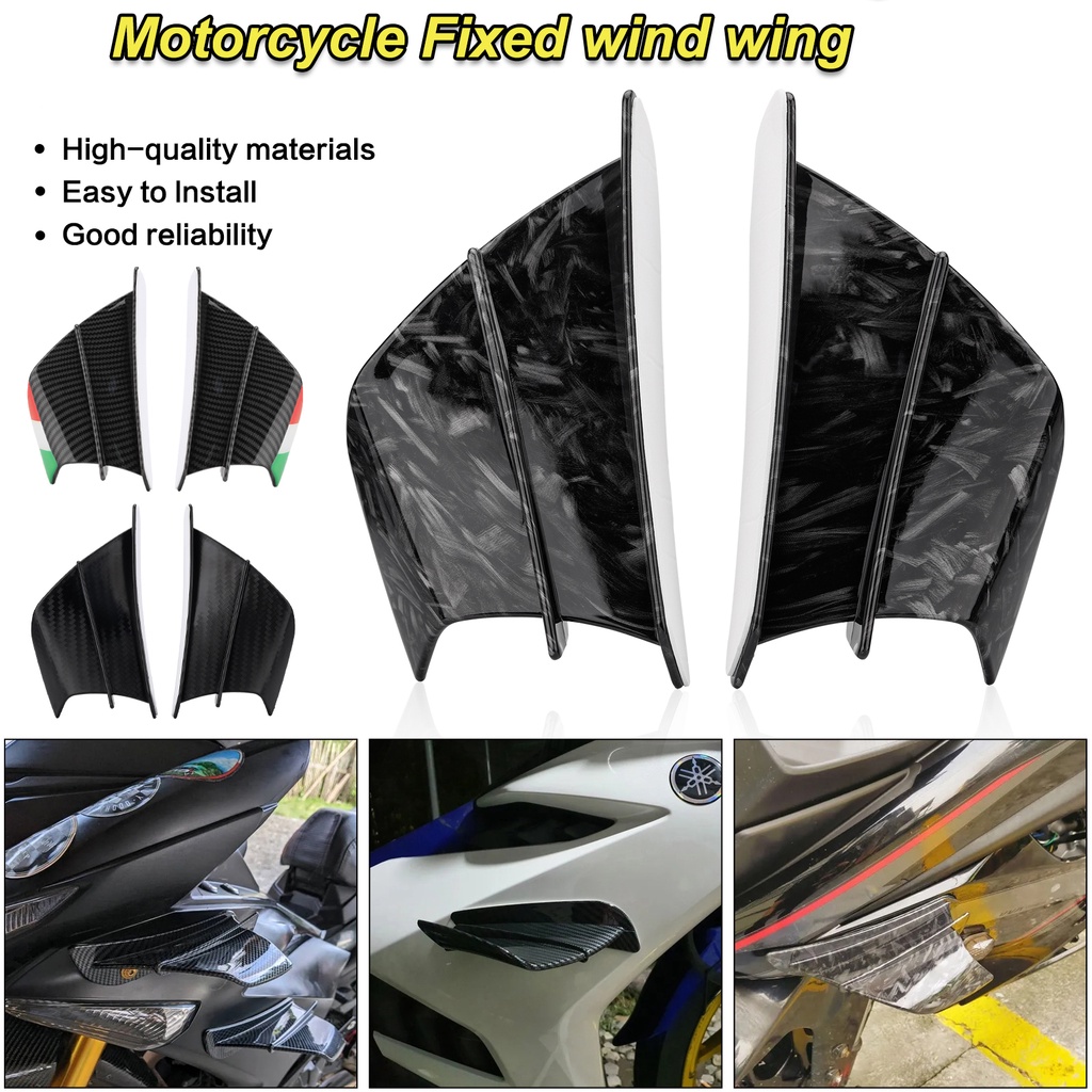 Pair Carbon Fibre Fixed Fairing Motorcycle Winglets Wind Wing