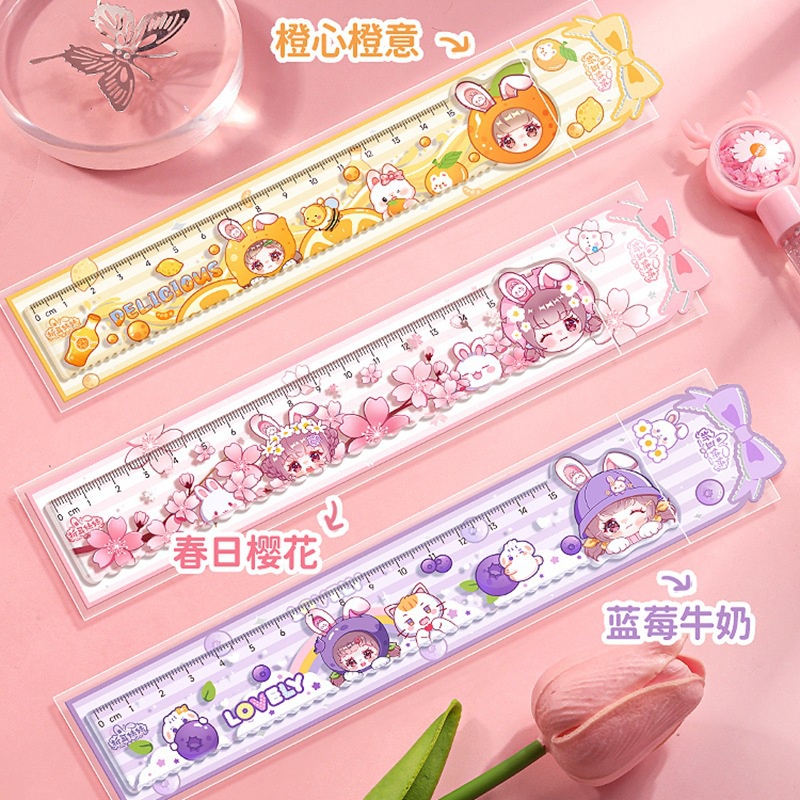 [Ready Stock] Folding Sister Ruler 15cm Cute Cartoon Ruler Wave Ruler ...