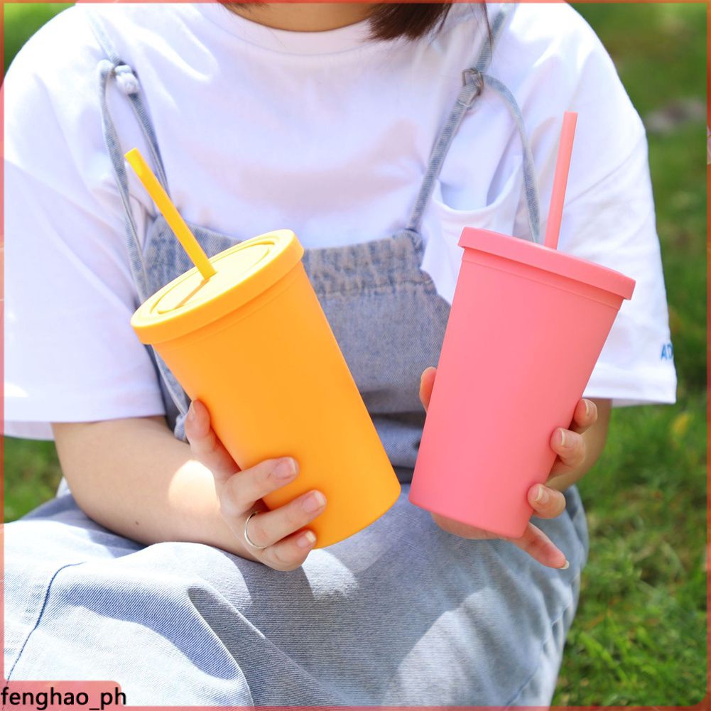 450ml Ins Starbucks Drinking Cup Tumbler With Straw Discoloration Water