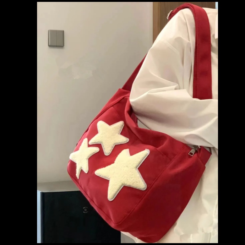 Large Capacity Women's Bag Personalized Color Contrast Single Shoulder Messenger Bag Pentagram