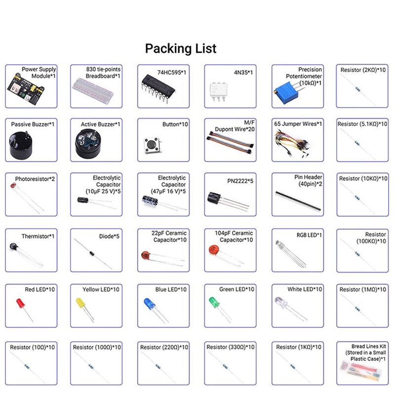 830 Breadboard Set Tie-points Breadboard Set Electronic Component Basic ...