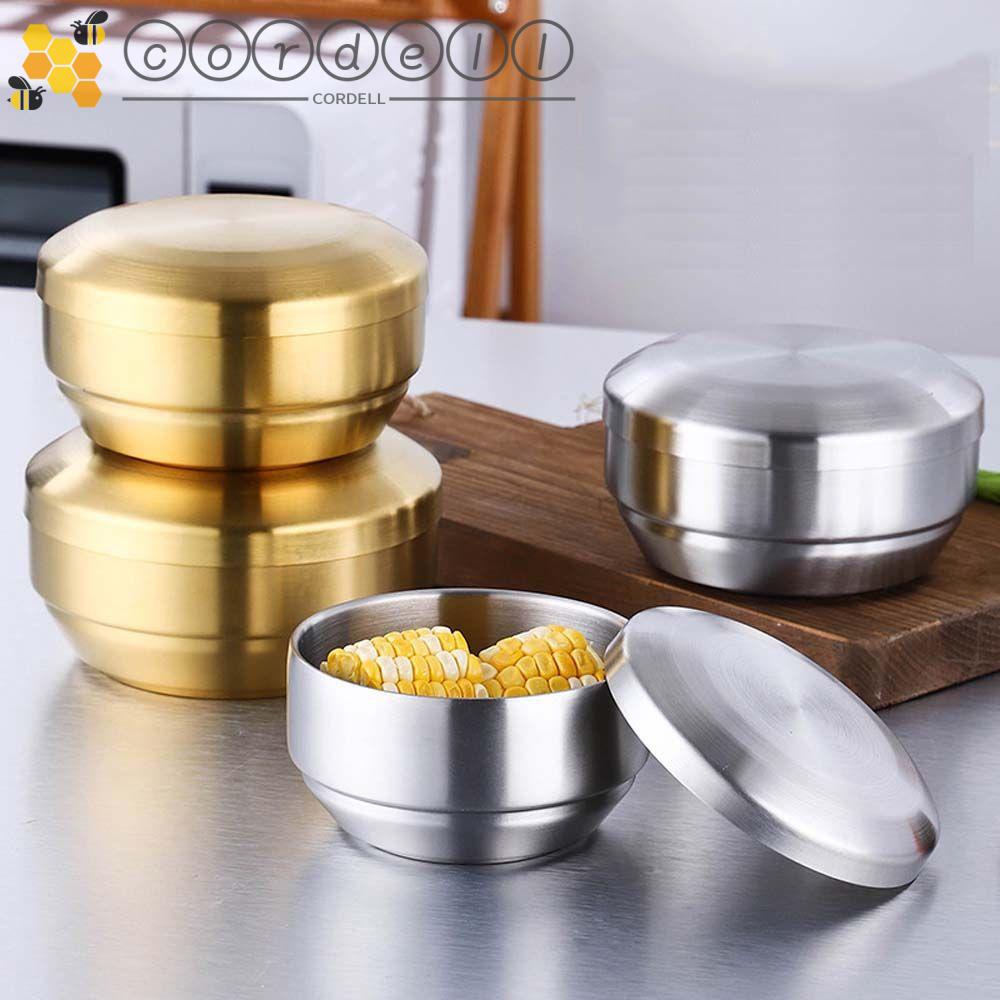 CORDELL Double Rice Bowl Gold Heat Insulated Tableware 304 Stainless