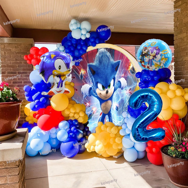 105pcs/set Cartoon Sonic The Hedgehog Theme Balloon Garland Arch Kit 1 ...