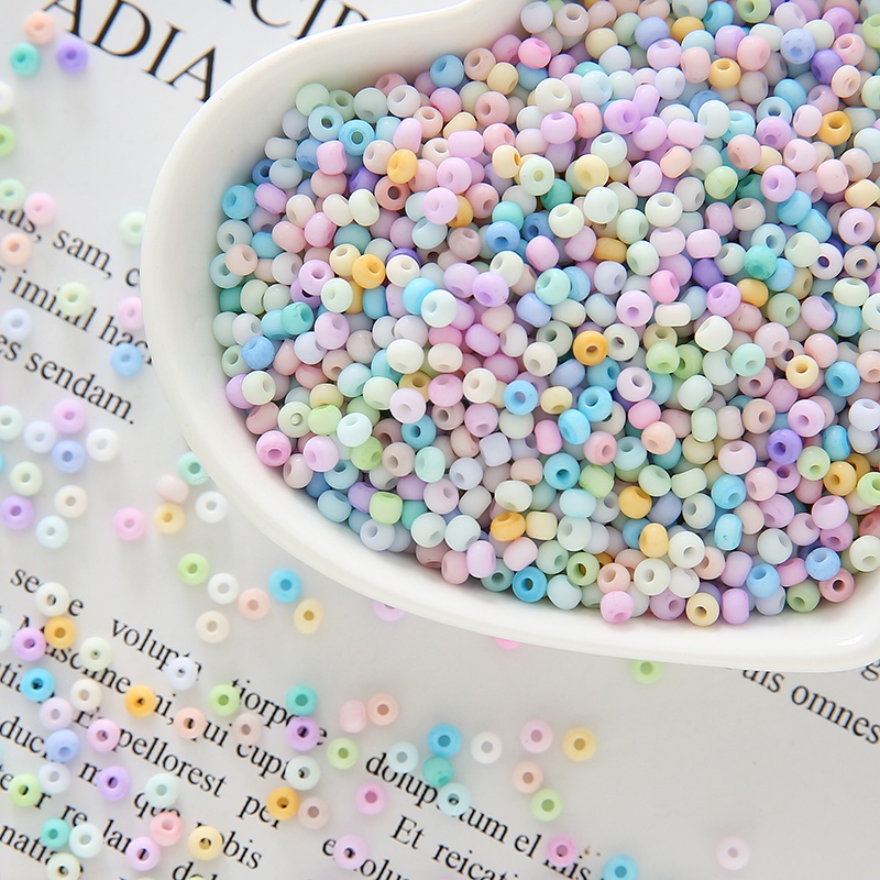 15g Super High Quality 4mm Frosted Mineral Solid Color Glass Rice Beads ...