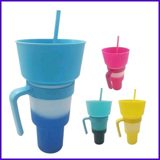 2 in 1 Snack Cup with Straw Cup Combo for Drink Snack Bowl Leakproof  Portable Travel